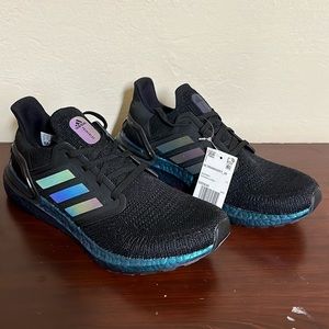 Adidas ultraboost 20 size 8, black and blue